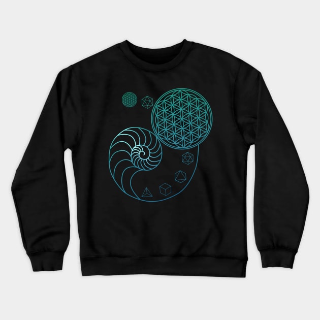 Sacred Geometry Spiral of Creation Crewneck Sweatshirt by Bluepress